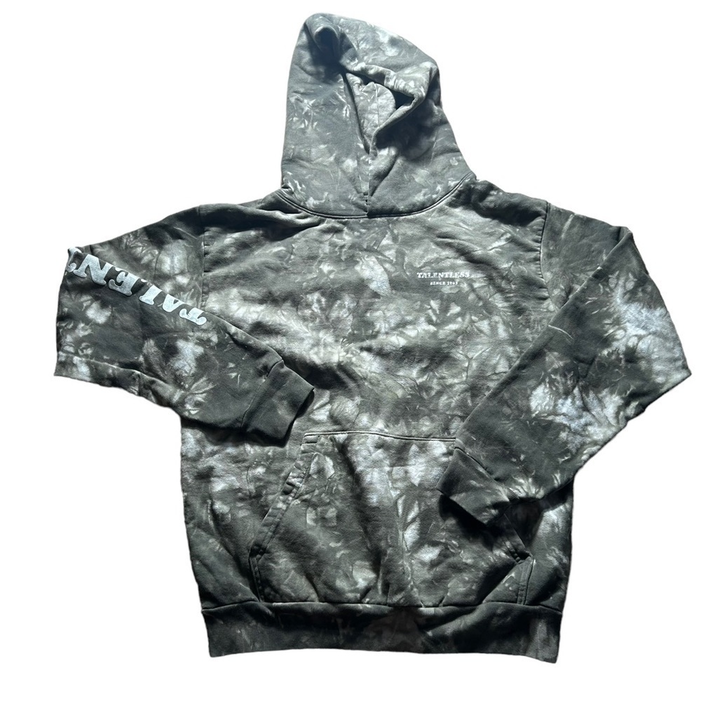 Talentless Mens olive Green and white tie dye hoodie